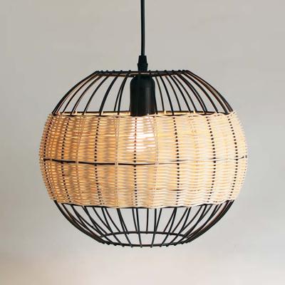 China Retro Traditional Decorative Industrial Vintage Modern Rattan Wicker Hanging Pendant Lamp for sale