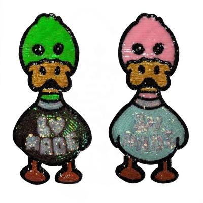 China Sustainable Sequined Sewing Animal Duck Patches Christmas Custom PVC Patch Para La Ropa Sew On Sequins Garment Patches For Jackets for sale