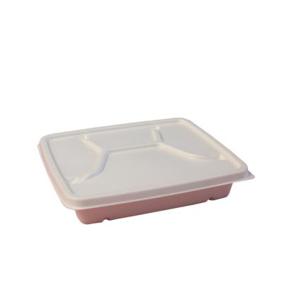 China Biodegradable Environmental Friendly Disposable Main Food Dish Fiber Container Canteen Sugar Cane Tray for sale