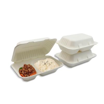 China Disposable Sugar Cane Biodegradable Biodegradable Bagasse Fast Food Box Disposable Takeout Packaging for sale