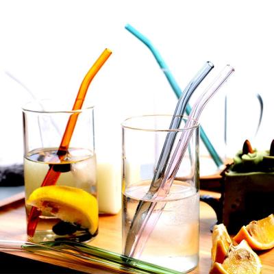 China Bent Borosilicate Glass Drinking Straws colorful high quality viable for milkshakes for sale