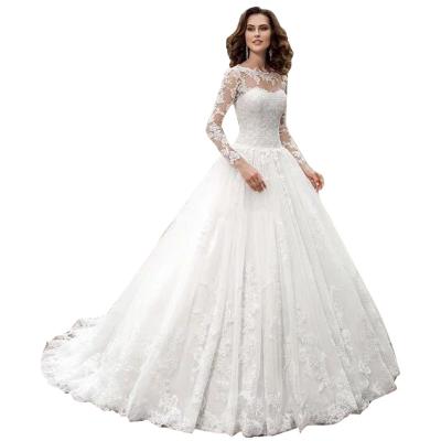 China Vestido de noiva Elegant Casual Dresses Anti-wrinkle Embroidery Sleeve Sheath Lace Wedding Dresses Long Plus Size Bridal Prom Wedding Gowns for sale