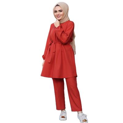 China High Quality Sales Two Piece Set Long Sleeve Robe Ladies Dubai Abaya Pant Dress Hot Muslim Islamic Clothing Woman for sale