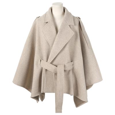 China Autumn Bandage Winter Women Turn-Down Coat Breathable Wool Casual Coat Belted Solid Long Sleeve Tops Outwear for sale