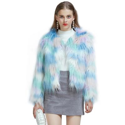 China Wholesales Autumn Winter Wholesales Women's Plush Dye Tie Dye Mix Color Women's Breathable Faux Fur Coat Short Fur Jacket for sale