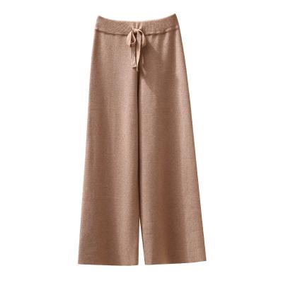 China Anti-Wrinkle Ninetieth Winter Pants Straight Knit Long Loose Fit Wide Leg Pants Women High Waist for sale