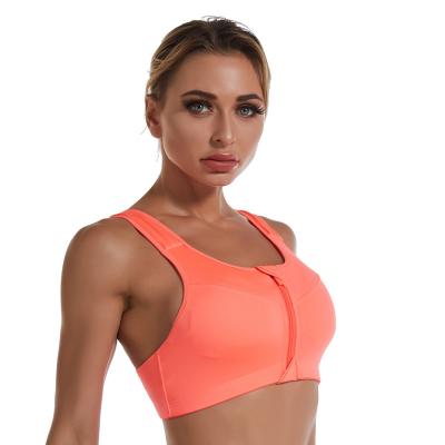 China Wholesales Breathable Fitness Crop Tops Wear Shockproof Woman Sports Zipper Front Yoga Bra Plus Size Sports Bras for sale