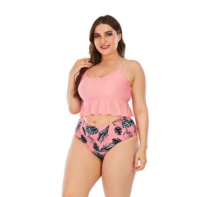 China Floral Beach Ladies Rose Ruffles Vintage Bikini High Waist Back Surfing Print Plus Vacation Plus Size Swimwear for sale