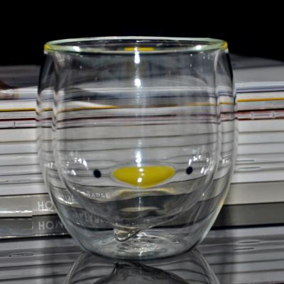 China New Arrival High Borosilicate Handmade Pyrex 250ml Colored Duck Shaped Double Wall Glass Mug for sale