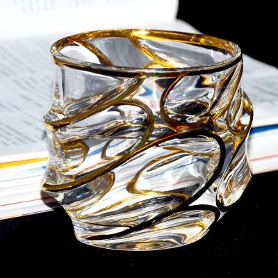 China Gold stocked/viable crystal whiskey barware cup whiskey glass glasses with gift box for sale