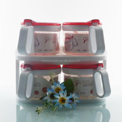 China Hotsale Viable Red Kitchen Spice Jar Glass Set for sale