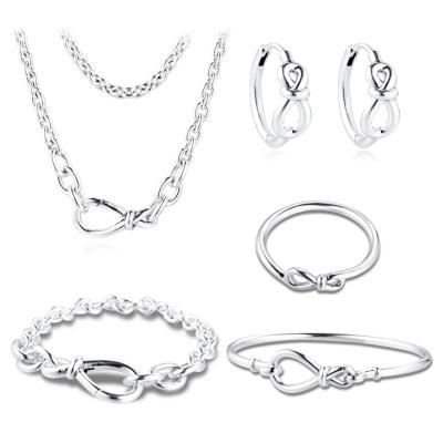 China 100% Real TRENDY 925 Sterling Silver Jewelry Infinity Knot Ring Necklace Earring Bracelet Bangle for Women DIY Making Gift 2020 for sale