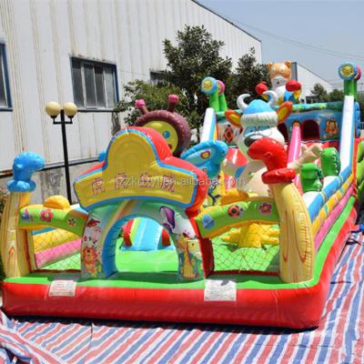 China New Tiger Castle Style Trampoline Slide Big Trampoline Outdoor Inflatable Slide Kids Outdoor Playground Toys for sale