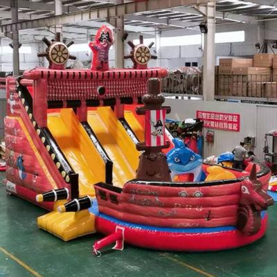 China Outdoor Oriented Inflatable Slide Kids Outdoor Pirate Playground Trampoline Climbing Slide Toy for sale