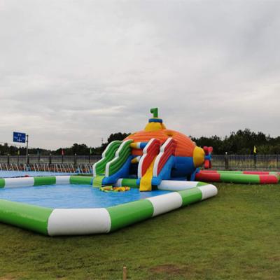 China Durable Popular Business Use Inflatable Water Slide With Inflatable Pool Backyard For Kids And Adults, Small Inflatable Water Park for sale