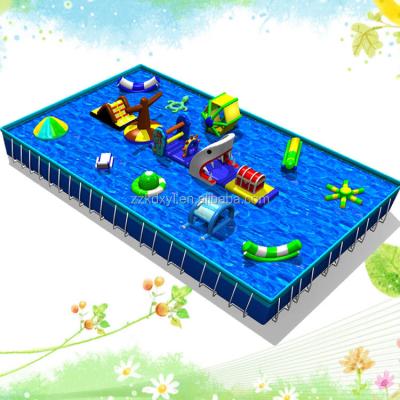 China Eco-friendly outdoor inflatable above ground rectangular steel frame swimming pool for adults and kids water park frame swimming pool for sale for sale