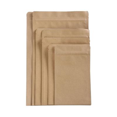 China Recyclable Recyclable Flat Bottom Kraft Paper Bag Zipper Lock Paper Bag Food Packaging Pouch With Window Kraft Paper Food Container for sale