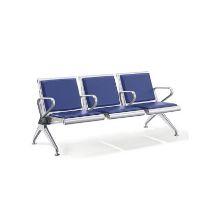 China Modern Hot Sale Design Public Place Chair With Iron Frame Soft Blue PU Pad Bank Waiting Room Chair for sale