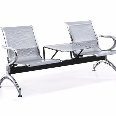 China Modern Sale 2022 Best Cheap Price Waiting Chair With Middle Tablet In Stock Chair Silver Steel Airport Waiting Chair for sale