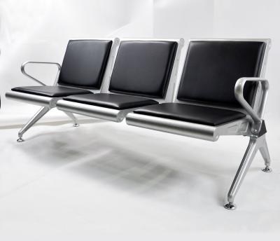 China Null 3 SEAT Metal Chair With Strip Leather Link Chairs Waiting Room PU Cushion Waiting Chair For Hospital for sale