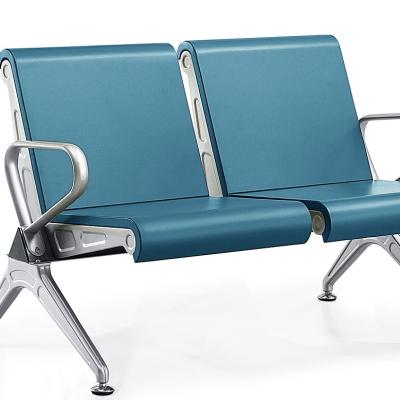 China Hot sale 2 seater light blue foaming pu foaming waiting chair for airport elevated rail station high quality pu chair for sale