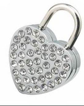 China Rhinestone Heart Shaped PadLocks for sale