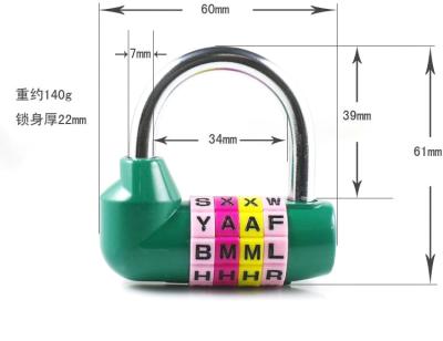 China 4 Digital English Letter Combination Lock U type anti-theft Code Lock English letter lock for sale