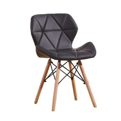 China (Height)Adjustable Indoor Black Leather Wooden Legs Dining Chair for sale