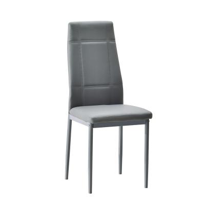 China Iron Gray Leather Tubular Legs (Height) Adjustable Cheap Price Dining Chair for sale