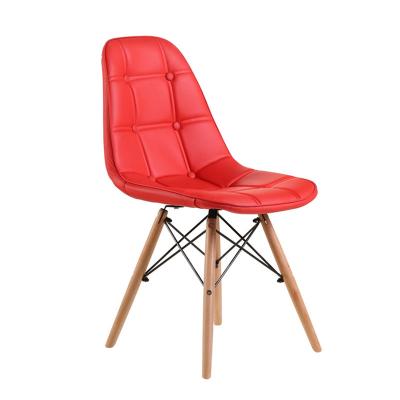 China Contemporary Red Leather Armless Dining Chair (Height Adjustable) for sale