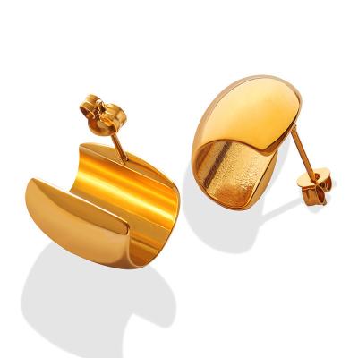 China New FASHIONABLE Gold and Silver Colors Woman C Shaped Ring Stainless Steel Gold Plated Hot Sale Tiktok Earring Girl's Earrings Christmas Gifts for sale