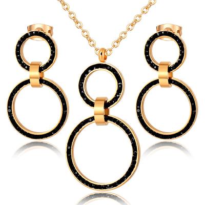 China TRENDY Full Crystals Roman Numeral Choker Necklace and Earrings Sets Stainless Steel Round Circle Clavicle Necklace for Women Jewelry for sale