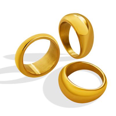 China New FASHIONABLE Minimalist Stainless Steel Rings For Women Men Engagement Gold Color Smooth Round Circle Rings Lovers Wedding Jewelry for sale