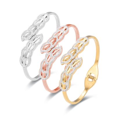 China CLASSIC Top Selling Luxury Leaf Bangles Bracelets For Women Stainless Steel Jewelry Woman Jewelry Accessories 2022 Free Shipping for sale