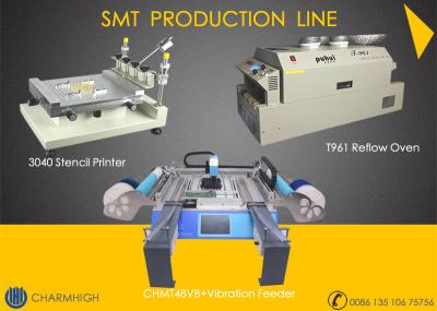 Chine Imprimante de pochoir de la haute précision 3040 + CHMT48VB avec le conducteur de vibration + la ligne de SMT de four du ré-écoulement T961 à vendre