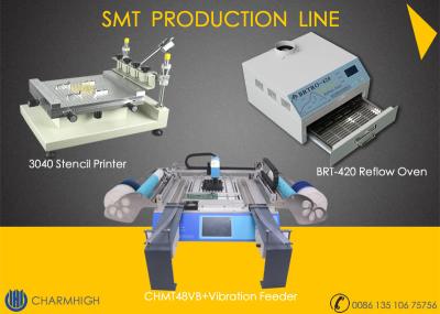 중국 스텐실 프린터 3040 / CHMT48VB+ 진동피더, SMT 인쇄 회로 판 어셈블리 라인 / 리플로우 오븐 BRT-420 판매용