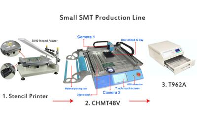 China SMT-de Oogst van Stencilprinter 3040/CHMT48V SMT en Plaatsmachine/de Terugvloeiingsoven van Benchtop SMT Te koop