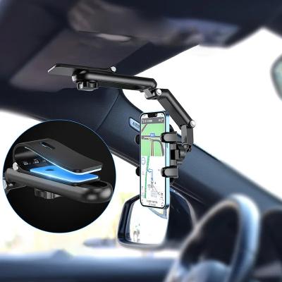 China Universal Adjustable Arm Sun Visor Car Phone Holder Dashboard Clip Phone Holder Stand Universal Rotatable Retractable Car Phone Mount for sale