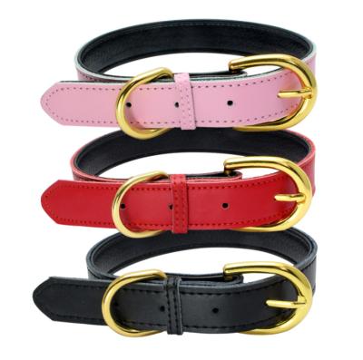 China Dogs factory wholesale eco-friendly high quality luxury solid colorful genuine leather dog collar for sale