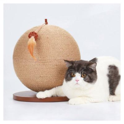 China 2020 Viable Modern Wooden Furniture Cat Scratcher Toy Cat Sisal Scratching Gripper Cat Toy Ball for sale