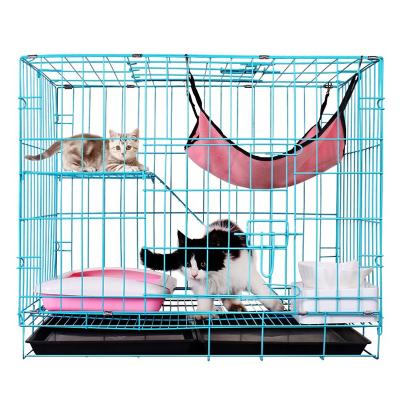 China 2021 Hot Sale Stocked Folding Indoor Pet Cat Cage With Ladder Wire Cage for sale