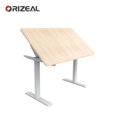 China Commercial Furniture Double Motor Steel Electric Frame Height Adjustable Standing Desk With Tilt Table Top for sale