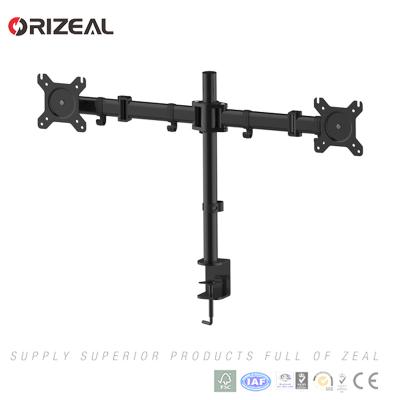 China Steel Fully Adjustable Dual Monitor Stand Desk Mount, Articulating Dual Monitor Arm for 2 Screens up to 27