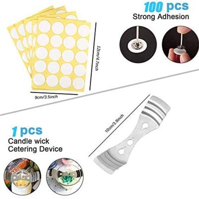 China Flameless Candle Wick Set, 100 Pieces Cotton Candle Wicks, with 100 Pieces Wicker Stickers, for DIY Candle Making for sale