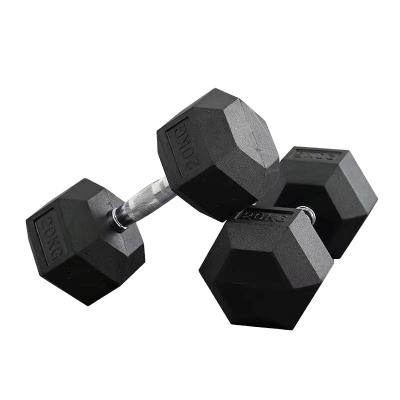 China Weight Gym Equipment Fitness Dumbbells Set Factory Wholesale Gym Equipment Cast Iron+rubber Coating Black Hex Dumbbell for sale