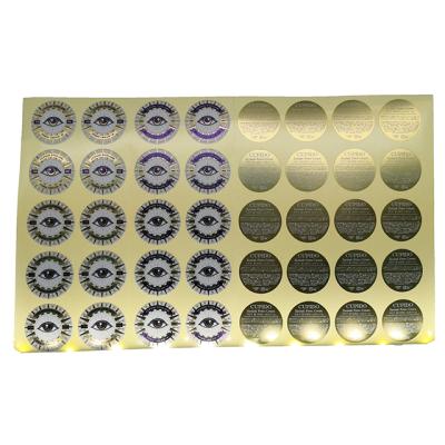 China Waterproof Premium Custom Eyelash Cream Adhesive Vinyl Round Sticker Printing Sheet for sale