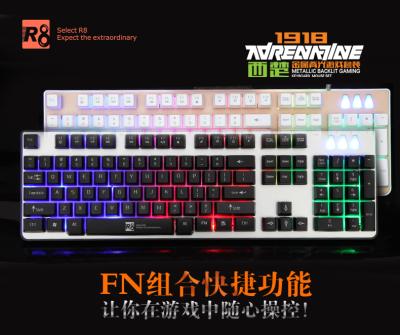 China Plug And Play Warm White Color R8 Gaming Keyboard , Wired Backlight Keyboard For Drop Shipping And Storage for sale