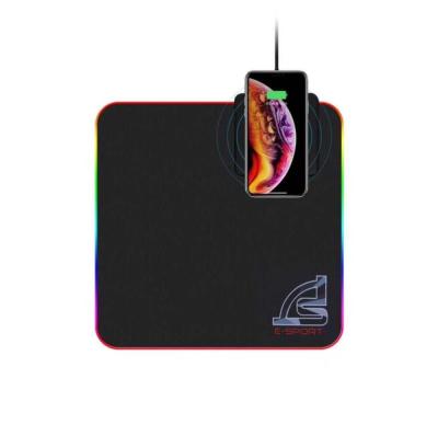 China Radiation Protection Fast Qi Wireless Charger Mouse Pad, LED Light Rubber Mouse Mat For Mouse And Phone for sale