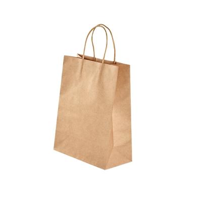 China Recyclable Custom Restaurant Food Delivery Take Out Design Handle Take Out Carry Brown Kraft Paper Bag for sale