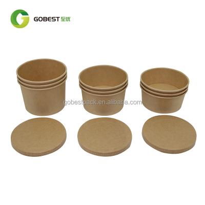 China Soup Bucket Wrapping Paper Oatmeal Bucket Recyclable Disposable Paper Bowl With Lid In Stock Paper Cup Lid Cover for sale